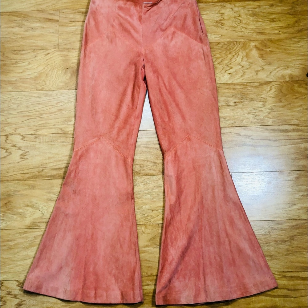 Valentino coral suede flare pants Sz 6